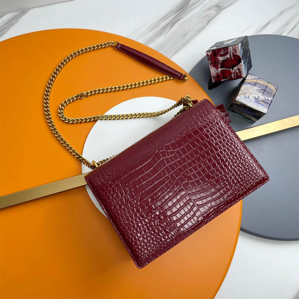 Red YSL Crocodile-embossed leather SUNSET Medium - Image 4