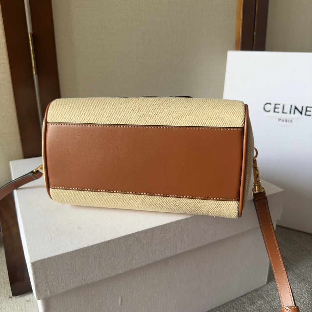 CELINE Small Boston cuir Triomphe in textile and calfskin - Image 5