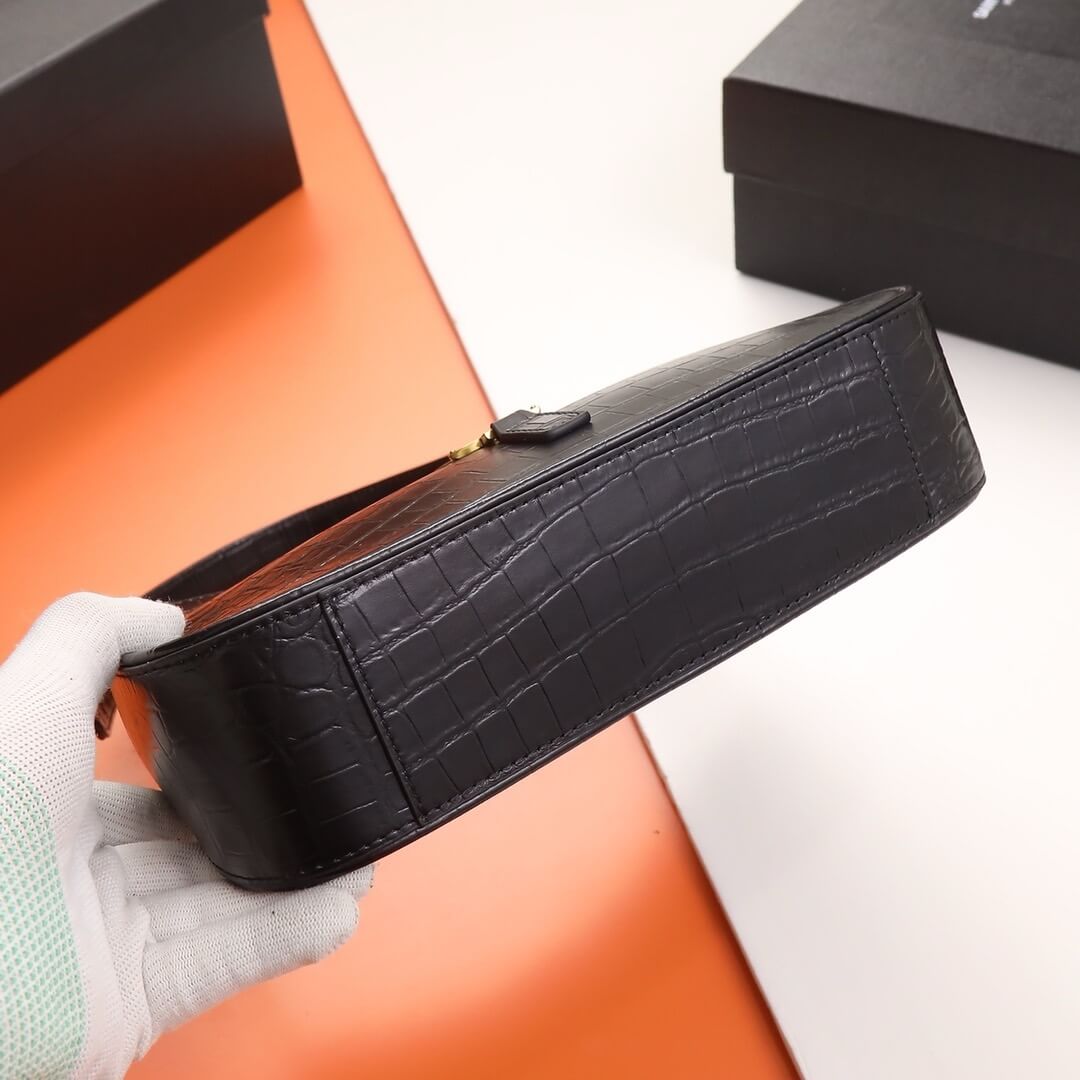 Black YSL LE 5 A 7 Crocodile embossed glossed leather - Image 5