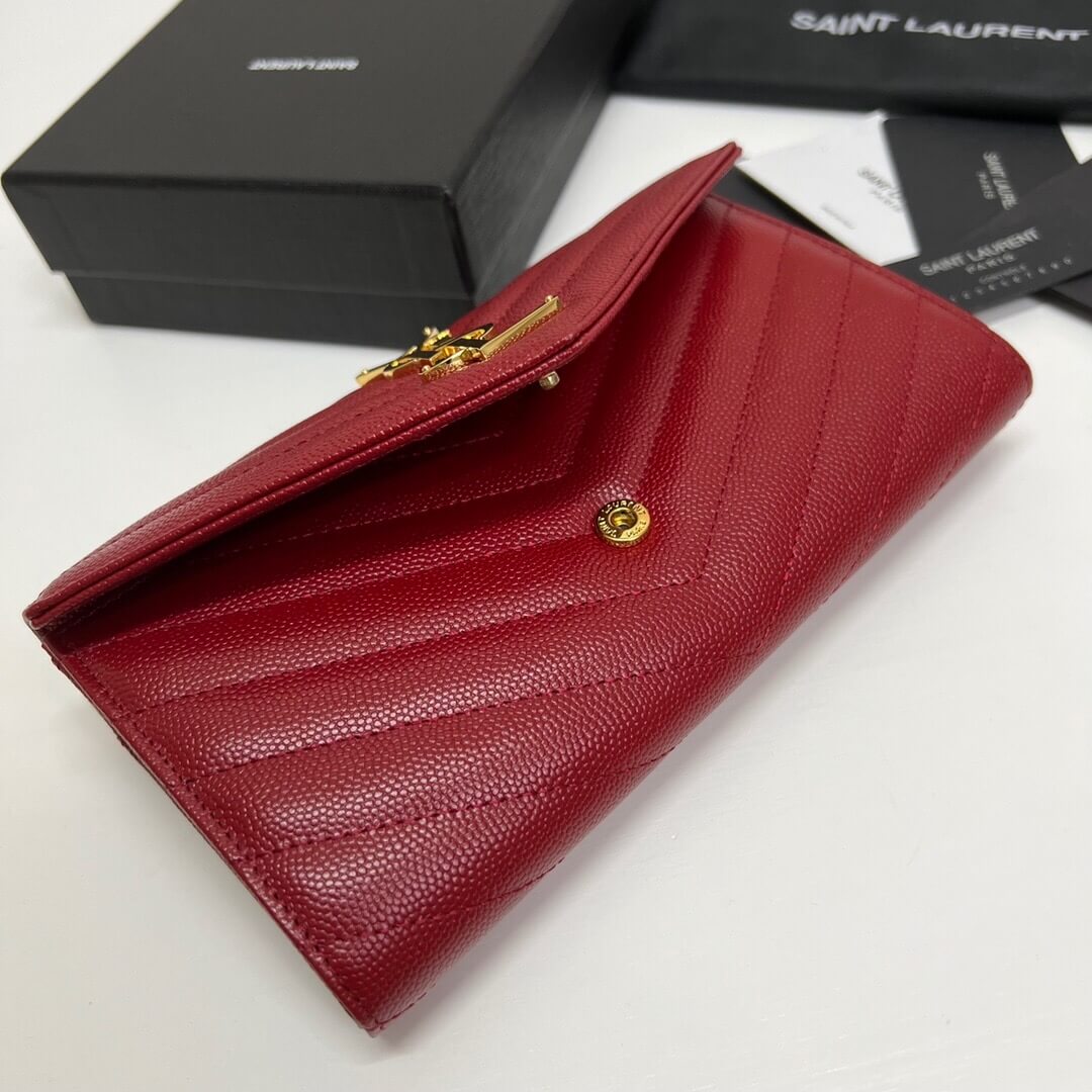 Red YSL CASSANDRE MATELASSE LARGE FLAP WALLET IN GRAIN DE POUDRE LEATHER - Image 5