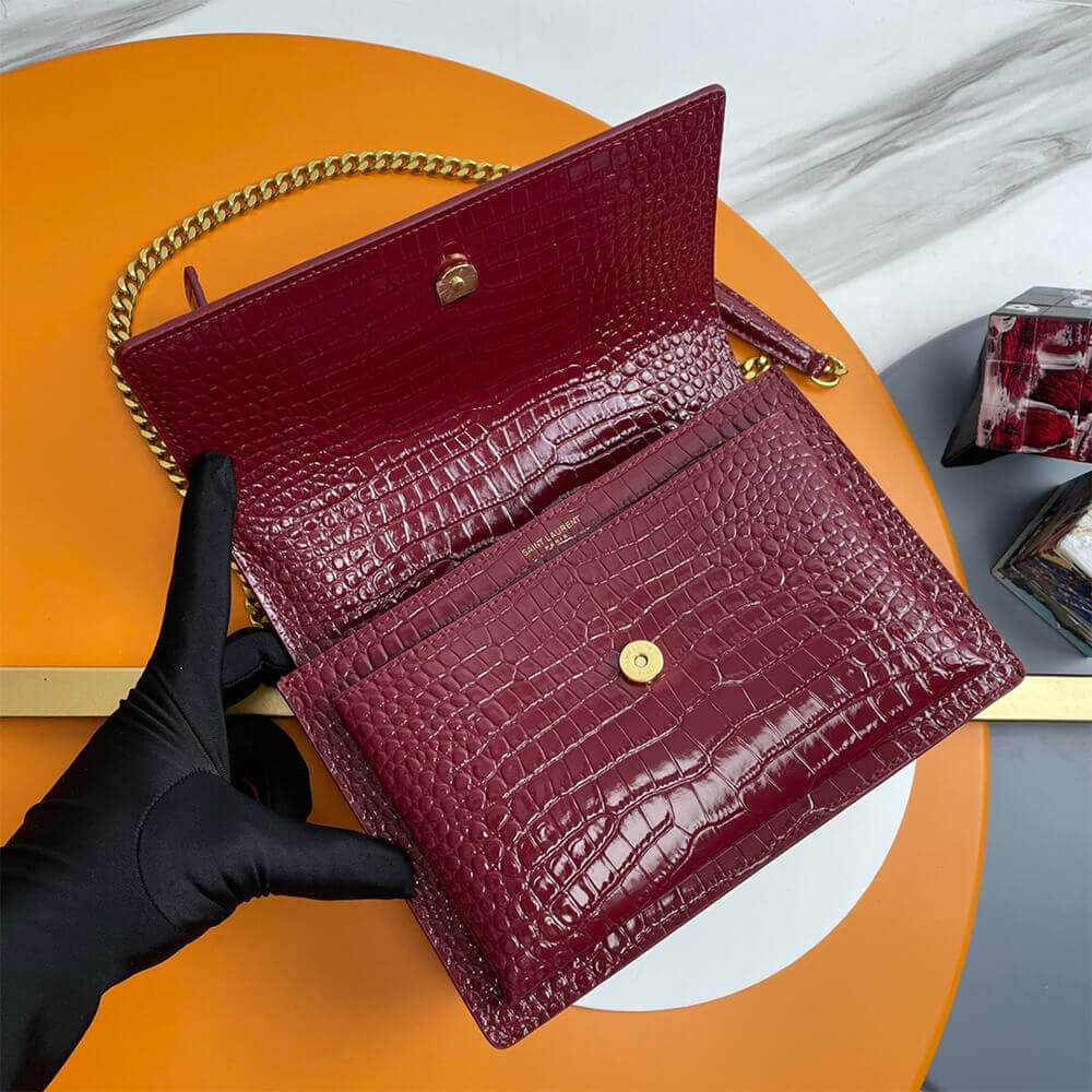 Red YSL Crocodile-embossed leather SUNSET Medium - Image 5