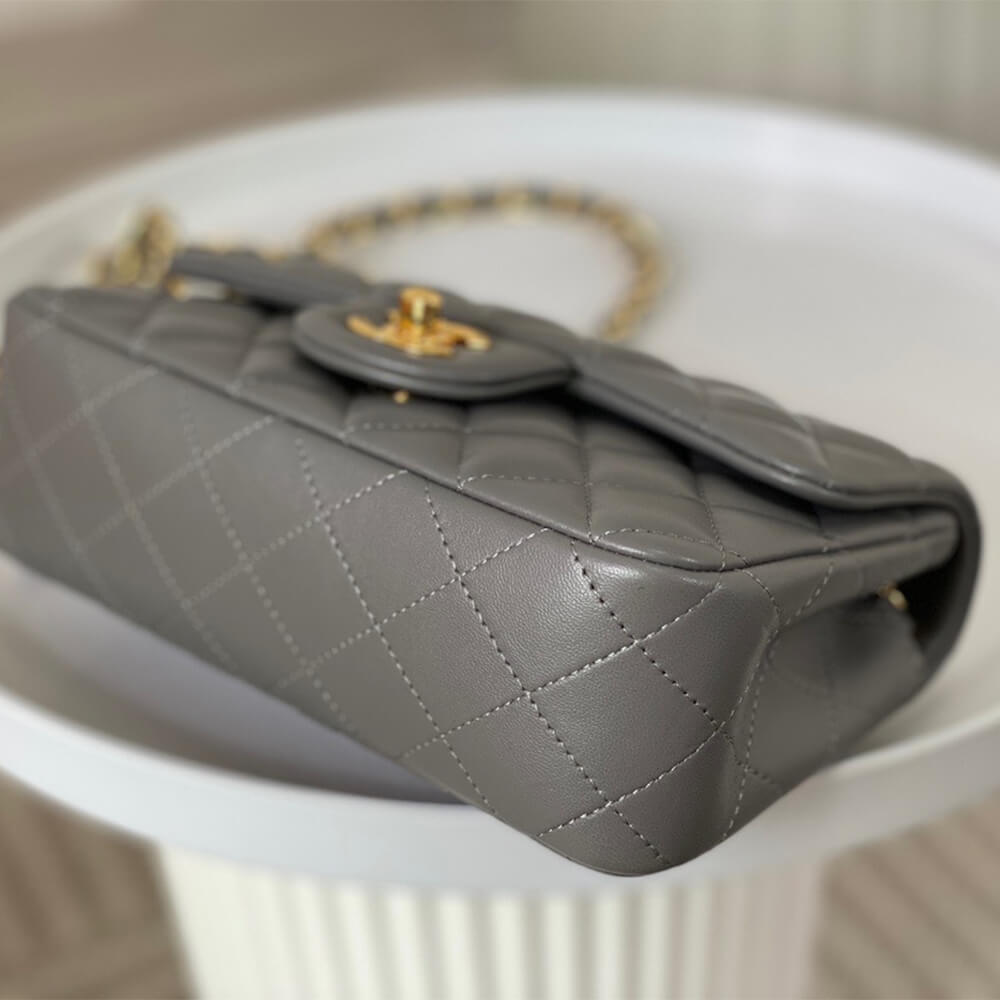 Gray Chanel Mini Flap Bag (high-end grade) - Image 6