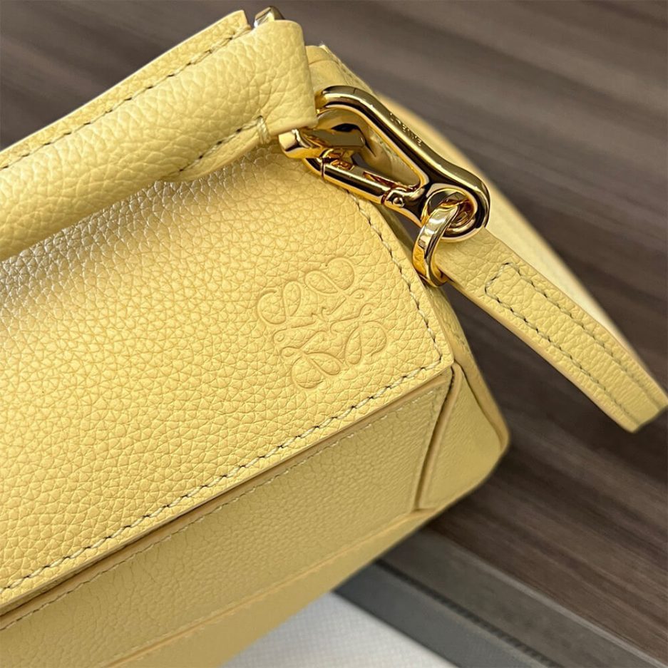 Yellow LOEWE Mini Puzzle bag in classic calfskin - Image 6