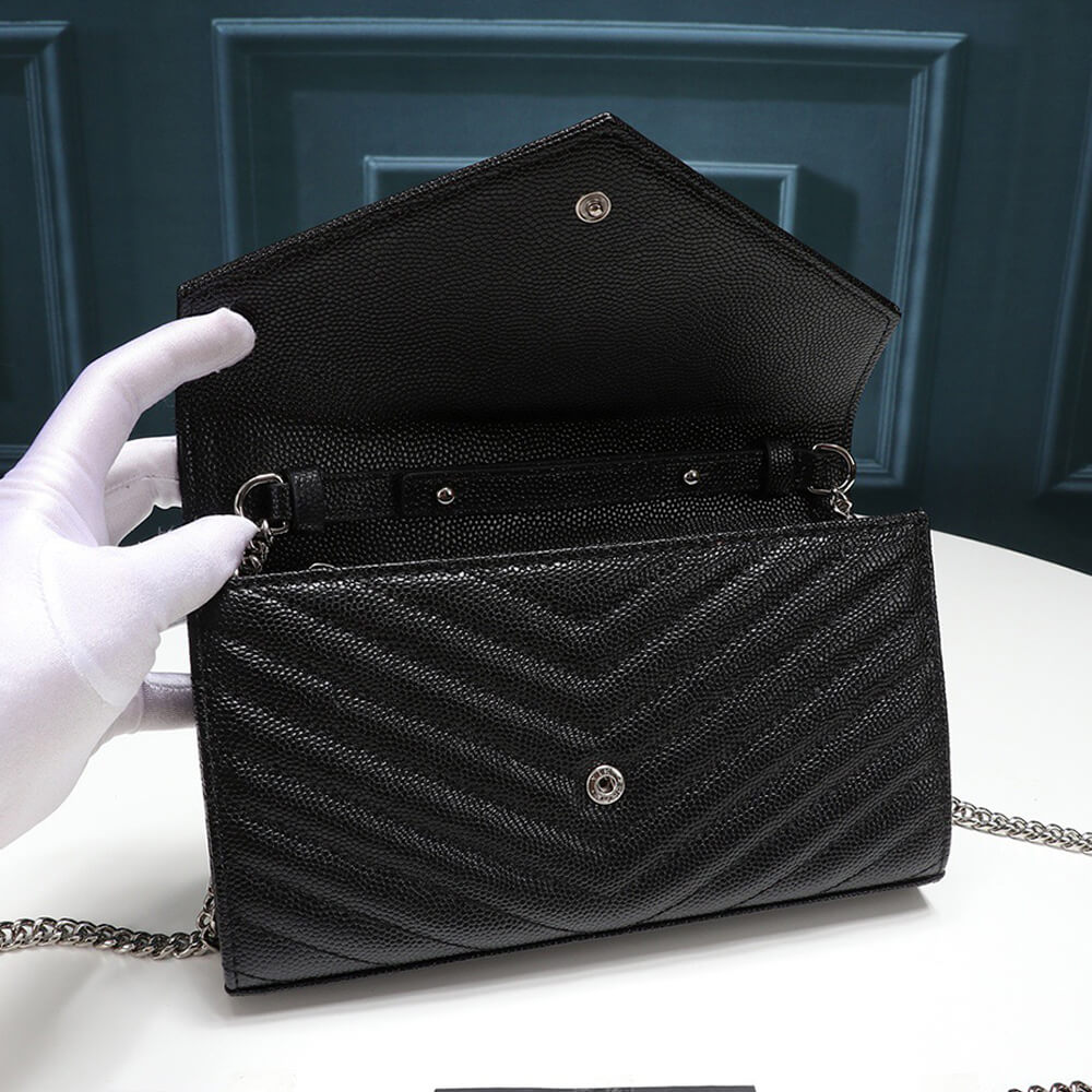 Saint Laurent Chain-strap YSL-plaque grained-leather wallet - Image 6