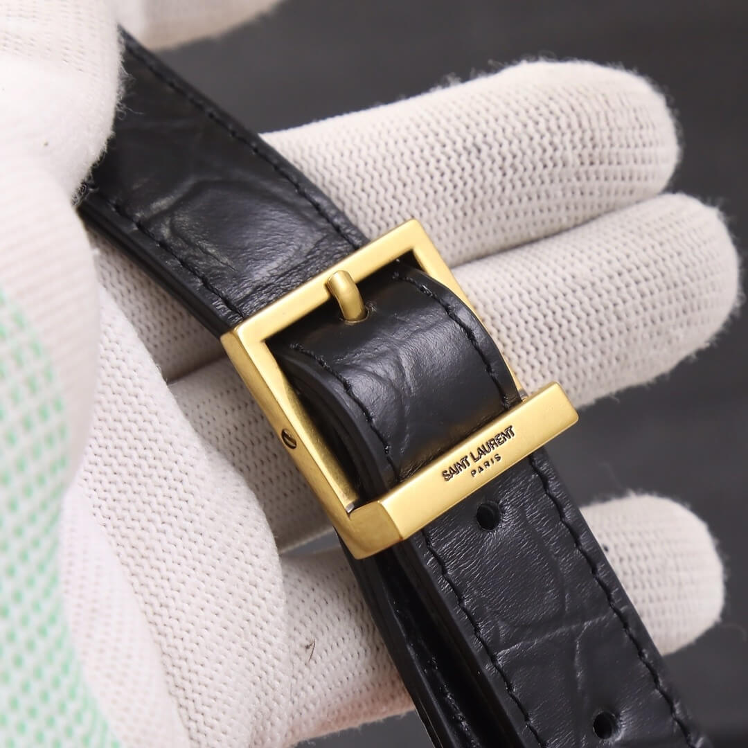 Black YSL LE 5 A 7 Crocodile embossed glossed leather - Image 6