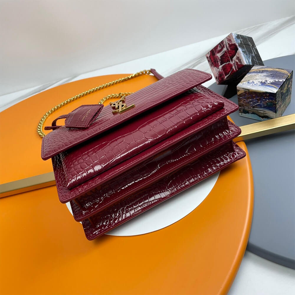 Red YSL Crocodile-embossed leather SUNSET Medium - Image 6