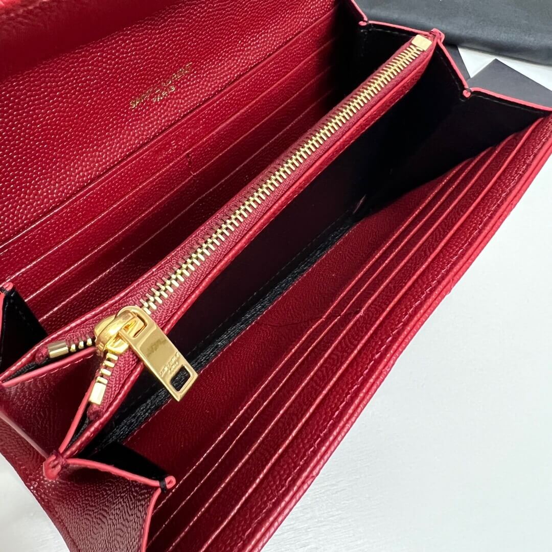 Red YSL CASSANDRE MATELASSE LARGE FLAP WALLET IN GRAIN DE POUDRE LEATHER - Image 7