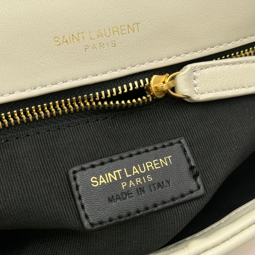White YSL CALYPSO small in plunged lambskin - Image 7