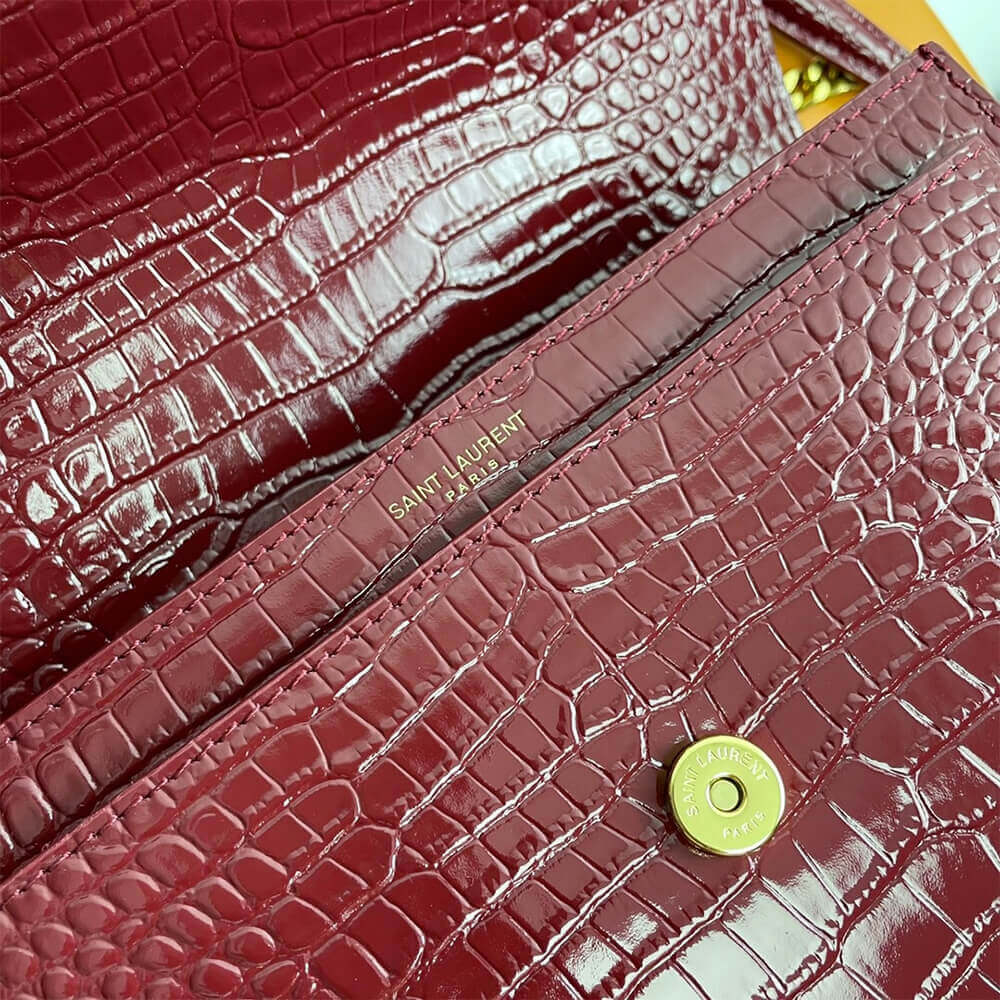 Red YSL Crocodile-embossed leather SUNSET Medium - Image 7