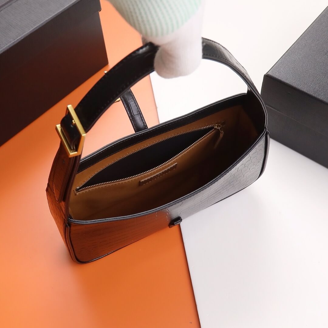 Black YSL LE 5 A 7 Crocodile embossed glossed leather - Image 8