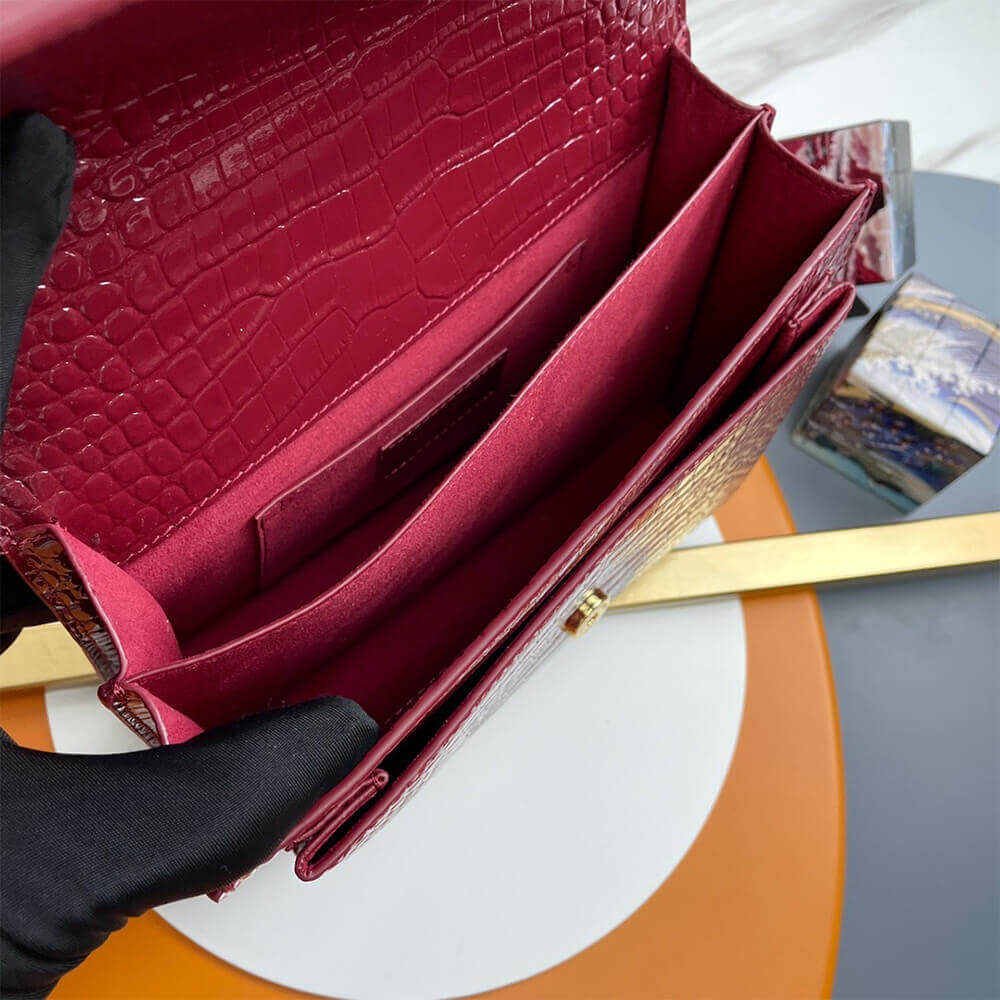 Red YSL Crocodile-embossed leather SUNSET Medium - Image 8