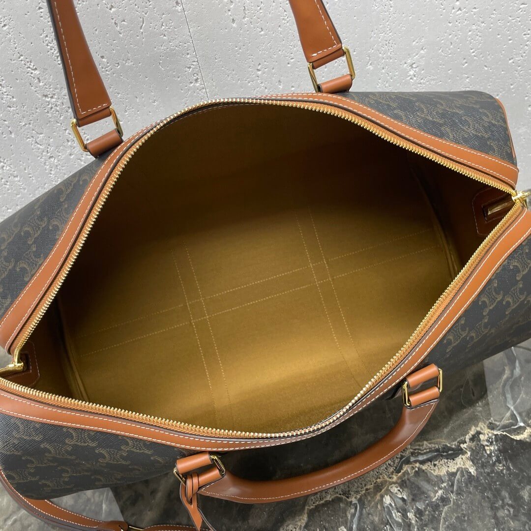 CELINE Medium duffle bag in logo-print calfskin - Image 8